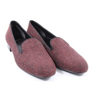 Saint Laurent red glitter smoking slippers - 37